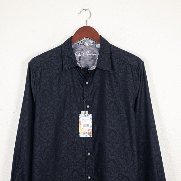 Robert Graham Men's Medium Bayview Button Down Shirt Textured floral NWT - Picture 2 of 10